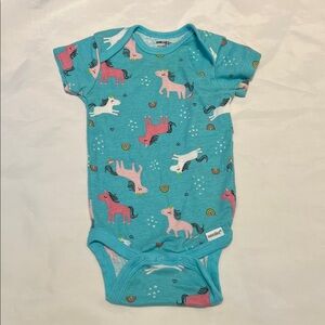 “Bundle 10/$13” Onesies Brand 6-9M Unicorn Print Teal Kids One Piece bodysuit
